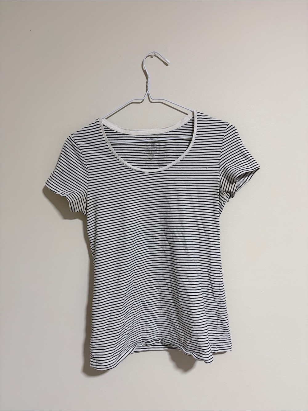 George Black & White Striped Scoop Neck Tee